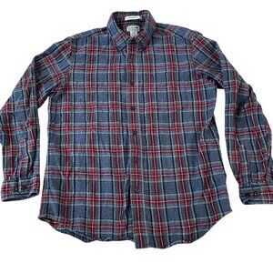 L.L. Bean Flannel Shirt Men's Medium Traditional Fit Plaid Button-Up 3-Season